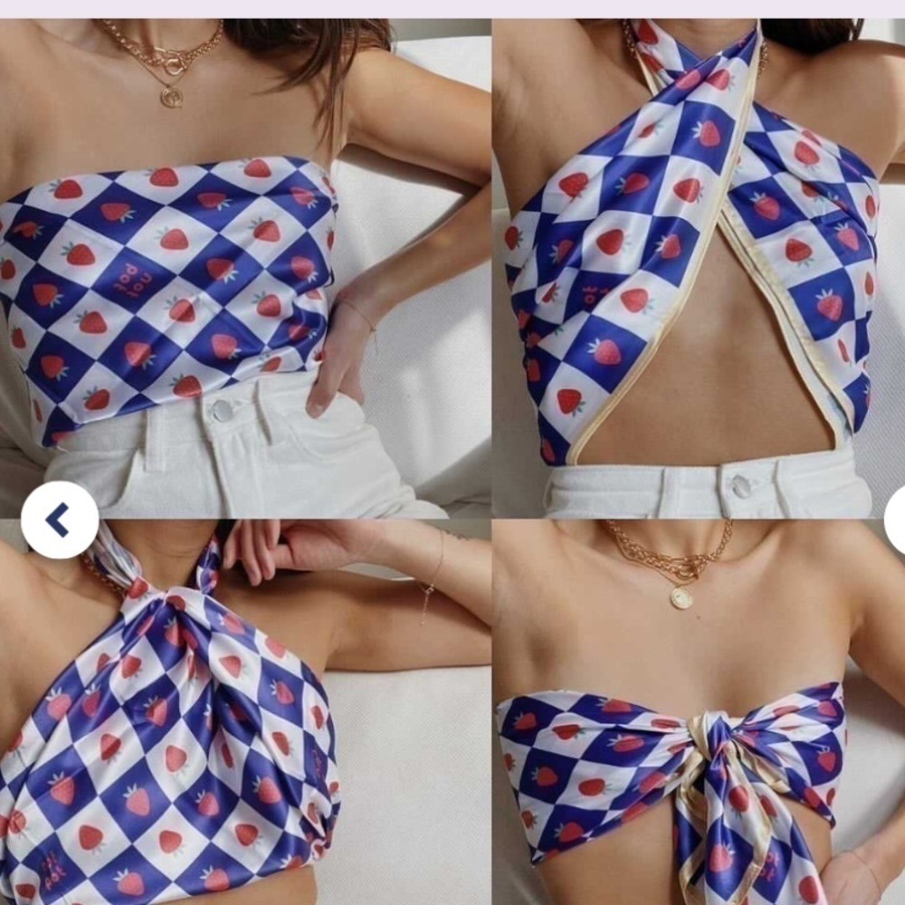 Not Pot Strawberry Shirt Head Wrap Summery Beachy Scarf‌‌‌‌‌‌‌